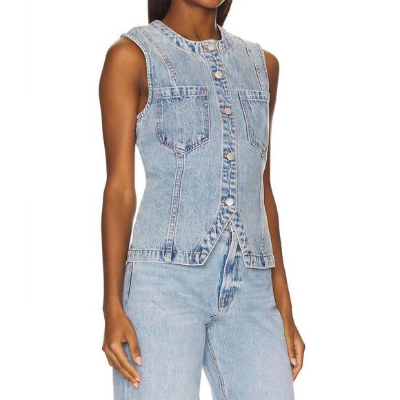 NEW PISTOLA gia fitted collarless vest in gaze - Picture 3 of 5